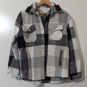 Miss Sparkling Black And White Plaid Shacket Small B